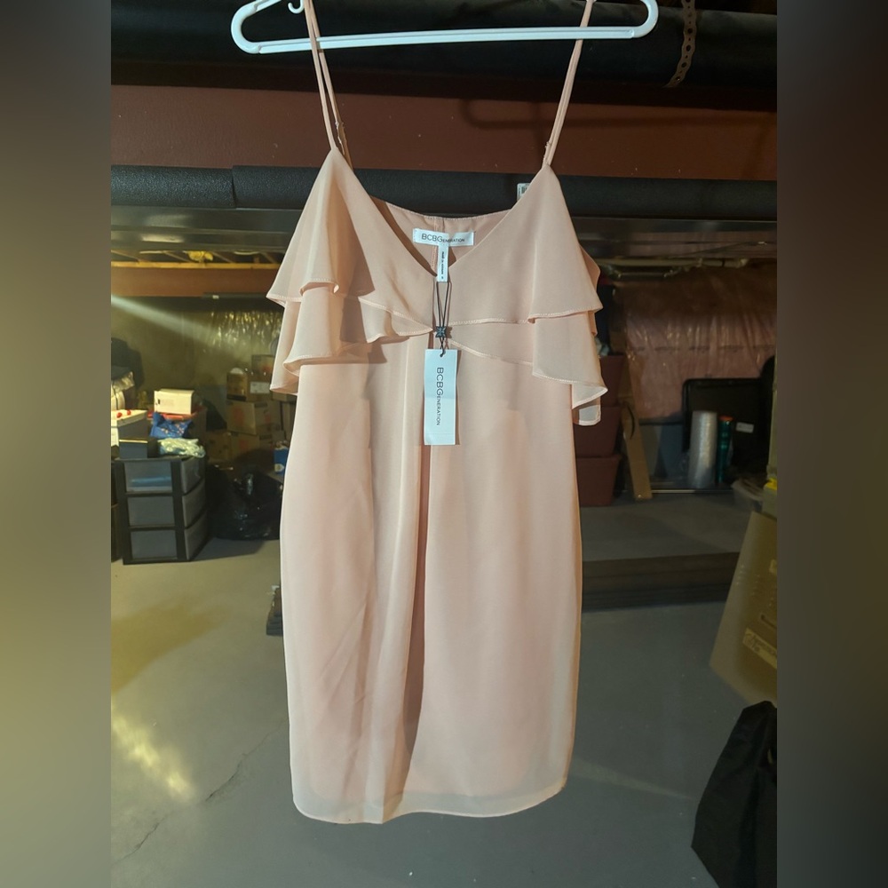 BCBGeneration Blush Ruffle Mini Dress